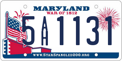 MD license plate 5AH1131
