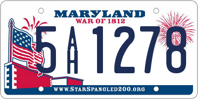 MD license plate 5AH1278