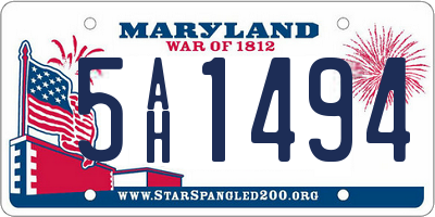 MD license plate 5AH1494