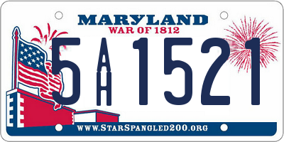 MD license plate 5AH1521