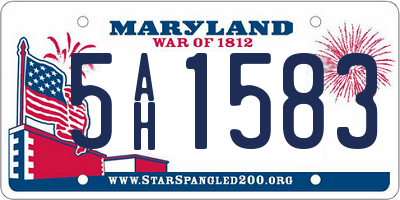 MD license plate 5AH1583