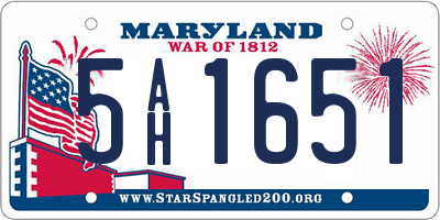 MD license plate 5AH1651