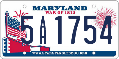 MD license plate 5AH1754