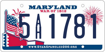 MD license plate 5AH1781