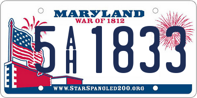 MD license plate 5AH1833