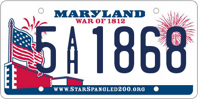 MD license plate 5AH1868