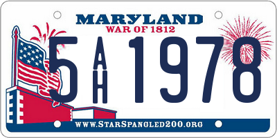 MD license plate 5AH1978