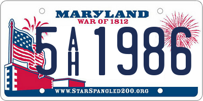 MD license plate 5AH1986