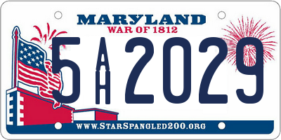 MD license plate 5AH2029
