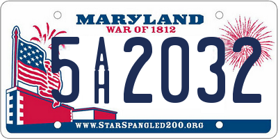 MD license plate 5AH2032