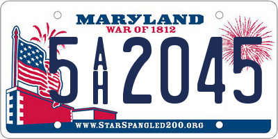 MD license plate 5AH2045
