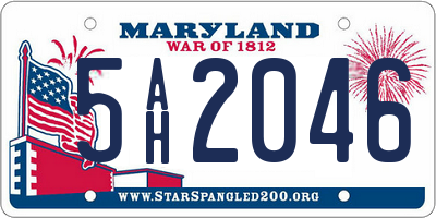 MD license plate 5AH2046