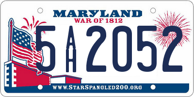 MD license plate 5AH2052