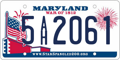 MD license plate 5AH2061