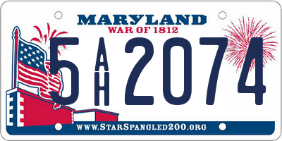 MD license plate 5AH2074