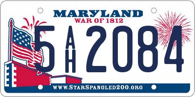 MD license plate 5AH2084