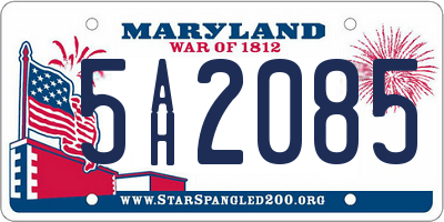 MD license plate 5AH2085