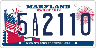 MD license plate 5AH2110