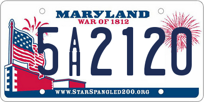 MD license plate 5AH2120