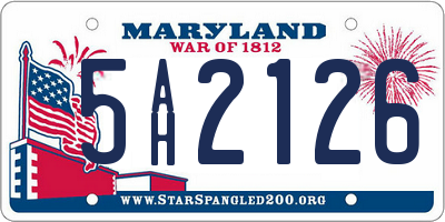 MD license plate 5AH2126