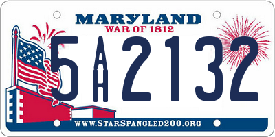MD license plate 5AH2132