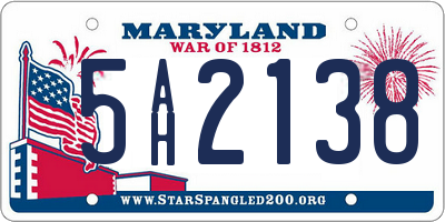 MD license plate 5AH2138
