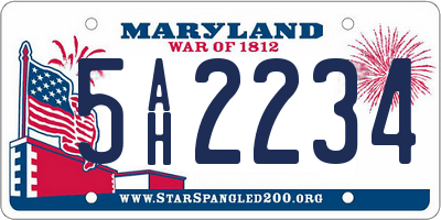 MD license plate 5AH2234