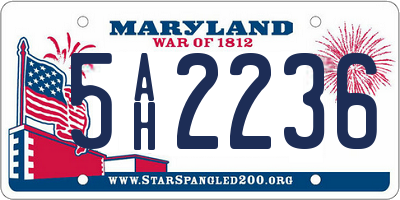 MD license plate 5AH2236