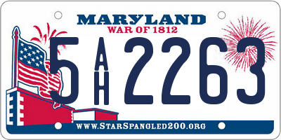 MD license plate 5AH2263