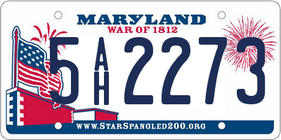 MD license plate 5AH2273