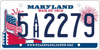 MD license plate 5AH2279