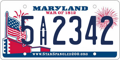 MD license plate 5AH2342