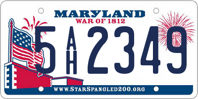 MD license plate 5AH2349