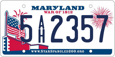 MD license plate 5AH2357
