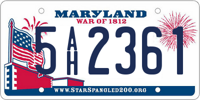 MD license plate 5AH2361