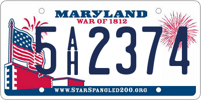 MD license plate 5AH2374