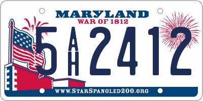 MD license plate 5AH2412