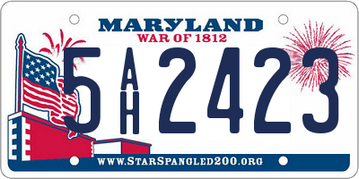 MD license plate 5AH2423