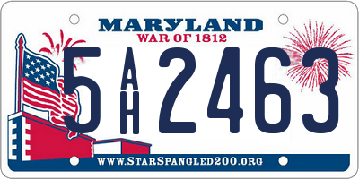 MD license plate 5AH2463