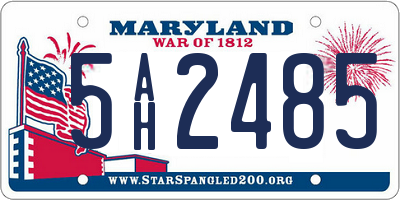 MD license plate 5AH2485