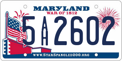MD license plate 5AH2602