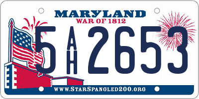 MD license plate 5AH2653