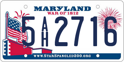 MD license plate 5AH2716