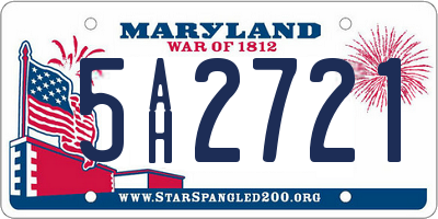 MD license plate 5AH2721