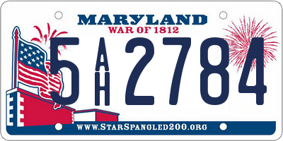 MD license plate 5AH2784