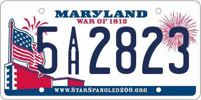 MD license plate 5AH2823