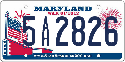 MD license plate 5AH2826