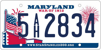 MD license plate 5AH2834