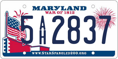 MD license plate 5AH2837