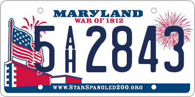 MD license plate 5AH2843